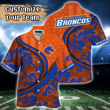 Boise State Broncos Ncaa Us Flag Hawaiian Shirt Custom Summer Aloha Shirt