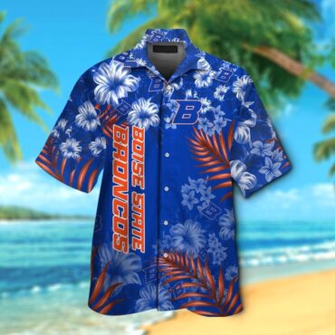 Boise State Broncos Blue Tropical Flowers Trendy Hawaiian Shirt Aloha Shirt