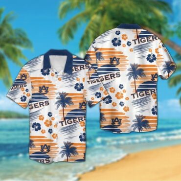 Button Up Auburn Tigers Short Sleeve Tropical Hawaiian Shirt
