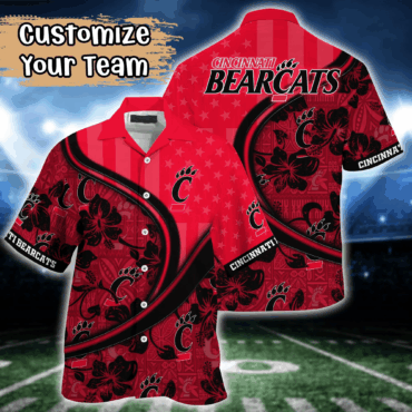 Cincinnati Bearcats Ncaa Us Flag Hawaiian Shirt Custom Summer Aloha Shirt