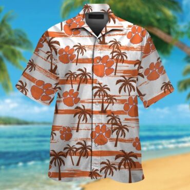 Clemson Tigers Short Sleeve Button Up Tropical Hawaiian Shirt