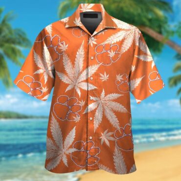 Clemson Tigers Short Sleeve Button Up Tropical Hawaiian Shirt