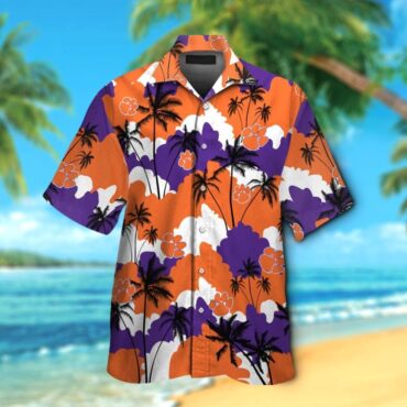 Clemson Tigers Short Sleeve Button Up Tropical Hawaiian Shirt