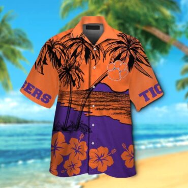 Tigers Short Sleeve Button Up Tropical Hawaiian Shirt