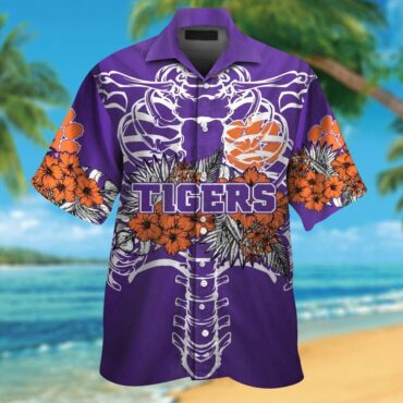 Clemson Tigers Short Sleeve Button Up Tropical Hawaiian Shirt