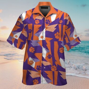 Clemson Tigers Short Sleeve Button Up Tropical Hawaiian Shirt