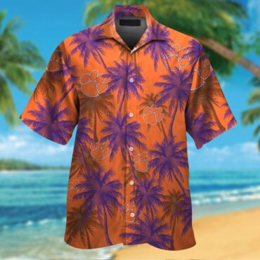 Clemson Tigers Short Sleeve Button Up Tropical Hawaiian Shirt