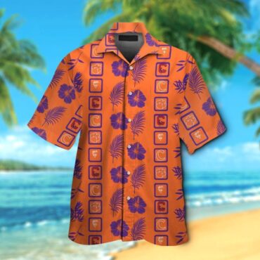 Clemson Tigers Short Sleeve Button Up Tropical Hawaiian Shirt