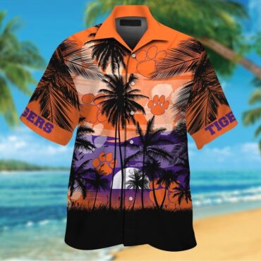 Clemson Tigers Tropical Short Sleeve Button Up Tropical Shirt Hawaiian Shirt
