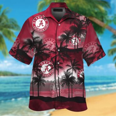 Alabama Crimson Tide Tropical Hawaiian Elegance Short Sleeve Shirt Design