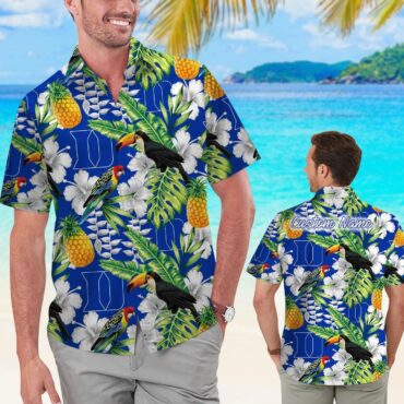 Duke Blue Devils Name Personalized Parrot Floral Tropical Men Women Tropical Hawaiian Shirts