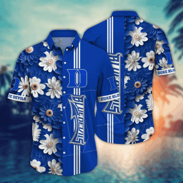 Duke Blue Devils Ncaa Hawaiian Shirt Sun Drenched Aloha Shirt