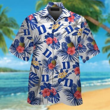 Duke Blue Devils Short Sleeve Button Up Tropical Hawaiian Shirt Ver022