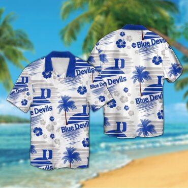 Duke Blue Devils Short Sleeve Button Up Tropical Hawaiian Shirt Ver027