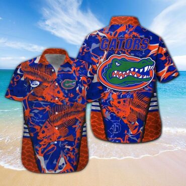 Florida Gators Fishing Short Sleeve Button Up Tropical Hawaiian Shirt