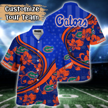 Florida Gators Ncaa Us Flag Hawaiian Shirt Custom Summer Aloha Shirt
