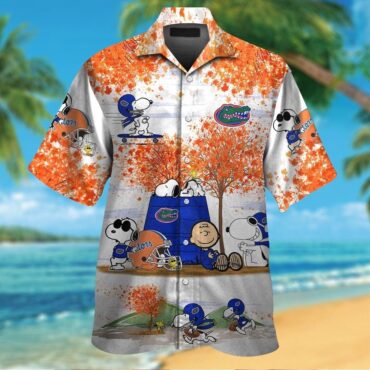 Florida Gators Snoopy Autumn Short Sleeve Button Up Tropical Hawaiian Shirt