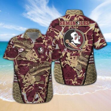 Florida State Seminoles Fishing Short Sleeve Button Up Tropical Hawaiian Shirt