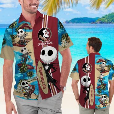 Florida State Seminoles Jack Skellington Name Personalized Tropical Hawaiian Shirt
