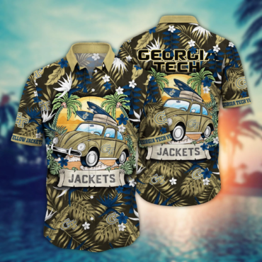 Georgia Tech Yellow Jackets Ncaa Hawaiian Shirt Hammockstime Aloha Shirt