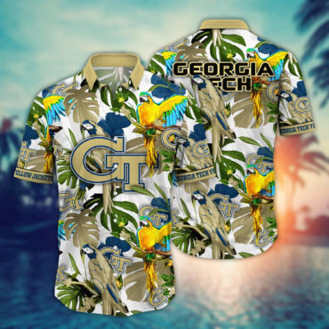 Georgia Tech Yellow Jackets Ncaa Hawaiian Shirt Summer Nightstime Aloha Shirt