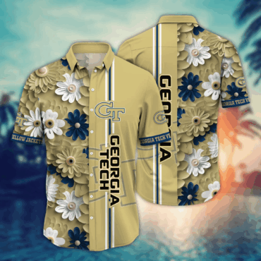 Georgia Tech Yellow Jackets Ncaa Hawaiian Shirt Tan Lines Aloha Shirt