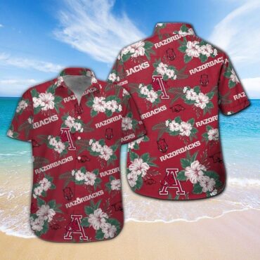 Hawaiian Arkansas Razorbacks Tropical Elegance Short Sleeve Shirt Aloha Design