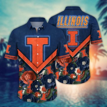 Illinois Fighting Illini Ncaa Hawaiian Shirt Custom Sea Shores Aloha Shirt