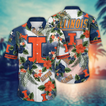 Illinois Fighting Illini Ncaa Hawaiian Shirt Getawaystime Footie Shirts