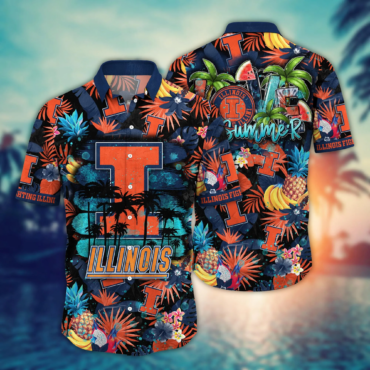 Illinois Fighting Illini Ncaa Hawaiian Shirt Summer Nightstime Aloha Shirt