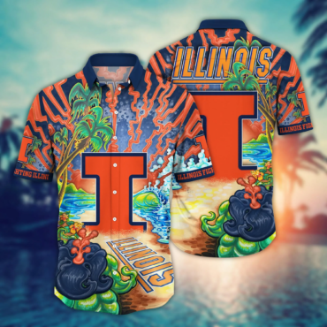 Illinois Fighting Illini Ncaa Hawaiian Shirt Vacation Spotstime Aloha Shirt