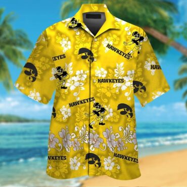 Iowa Hawkeyes Short Sleeve Button Up Tropical Hawaiian Shirt