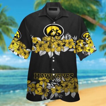 Iowa Hawkeyes Short Sleeve Button Up Tropical Hawaiian Shirt