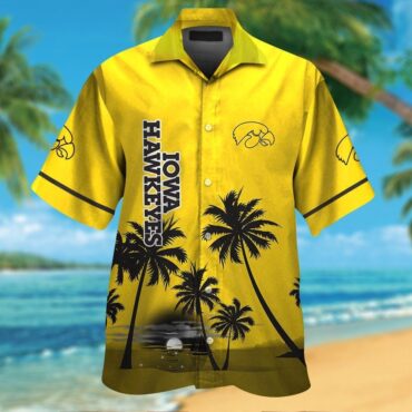 Iowa Hawkeyes Short Sleeve Button Up Tropical Hawaiian Shirt