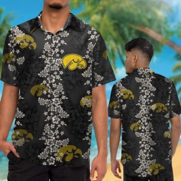 Iowa Hawkeyes Short Sleeve Button Up Tropical Hawaiian Shirt