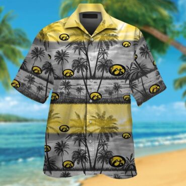 Iowa Hawkeyes Short Sleeve Button Up Tropical Hawaiian Shirt