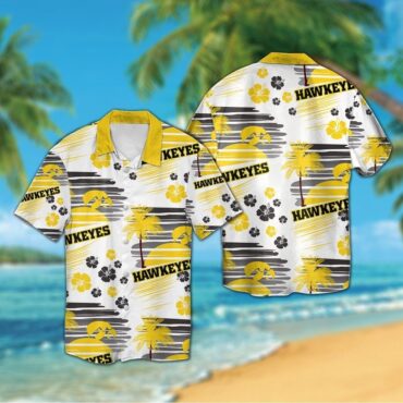 Iowa Hawkeyes Short Sleeve Button Up Tropical Hawaiian Shirt