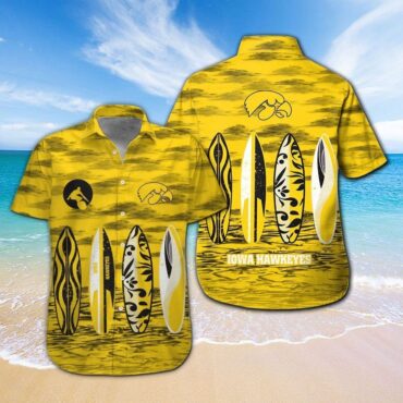 Iowa Hawkeyes Short Sleeve Button Up Tropical Hawaiian Shirt