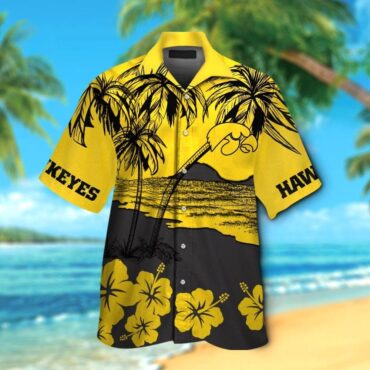 Iowa Hawkeyes Short Sleeve Button Up Tropical Hawaiian Shirt