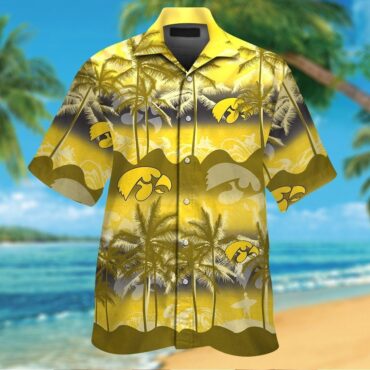 Iowa Hawkeyes Short Sleeve Button Up Tropical Hawaiian Shirt
