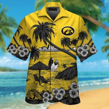 Iowa Hawkeyes Short Sleeve Button Up Tropical Hawaiian Shirt