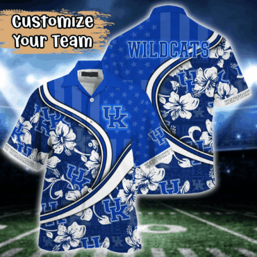 Kentucky Wildcats Ncaa Us Flag Hawaiian Shirt Custom Summer Aloha Shirt