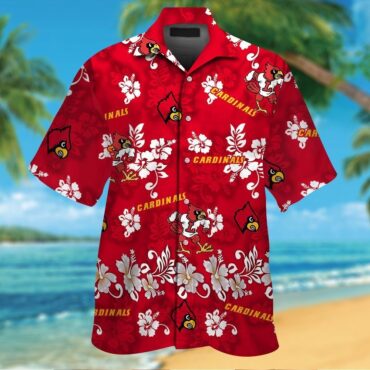 Louisville Cardinals Short Sleeve Button Up Tropical Hawaiian Shirt Ver016