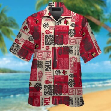 Louisville Cardinals Short Sleeve Button Up Tropical Hawaiian Shirt Ver018