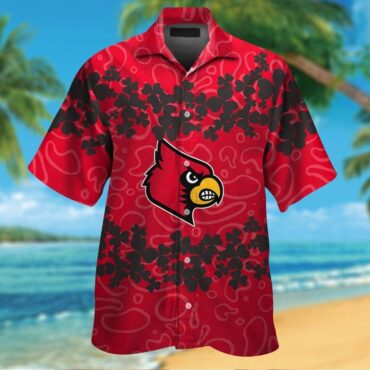 Louisville Cardinals Short Sleeve Button Up Tropical Hawaiian Shirt Ver024