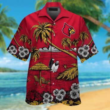 Louisville Cardinals Short Sleeve Button Up Tropical Hawaiian Shirt Ver027