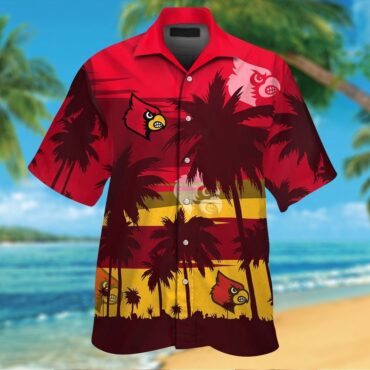 Louisville Cardinals Short Sleeve Button Up Tropical Hawaiian Shirt Ver030