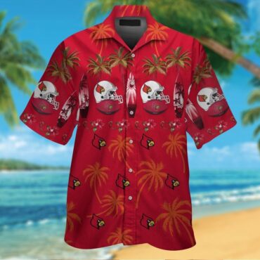 Louisville Cardinals Short Sleeve Button Up Tropical Hawaiian Shirt Ver04
