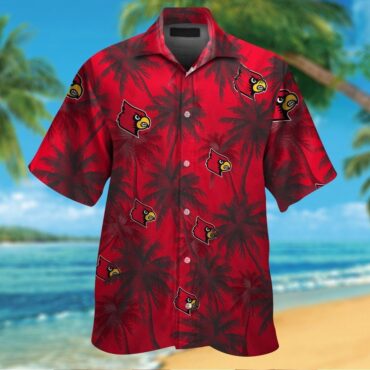 Louisville Cardinals Short Sleeve Button Up Tropical Hawaiian Shirt Ver05