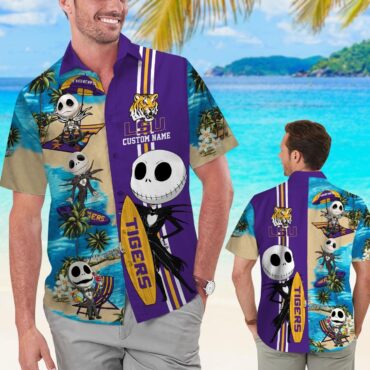 Lsu Tigers Jack Skellington Name Personalized Tropical Hawaiian Shirt